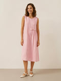 Elisabeth - Vestido midi sin mangas clásico con pliegues.