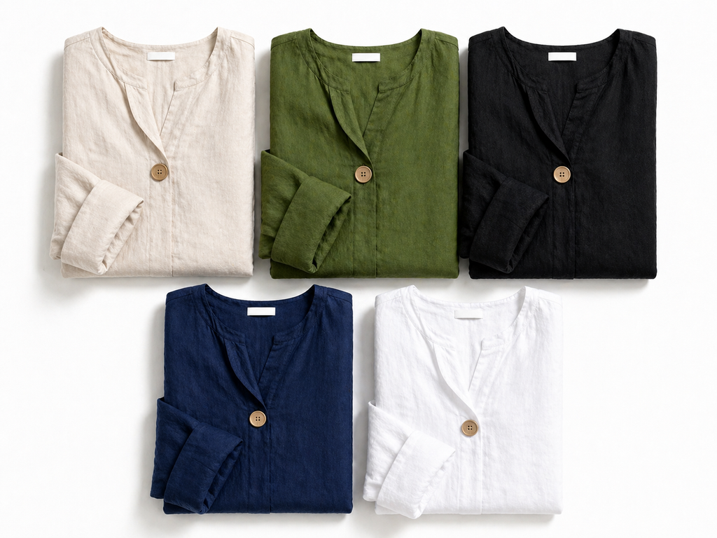 Blusa LinenSoft™ casual elegante de caída ligera y estilo premium