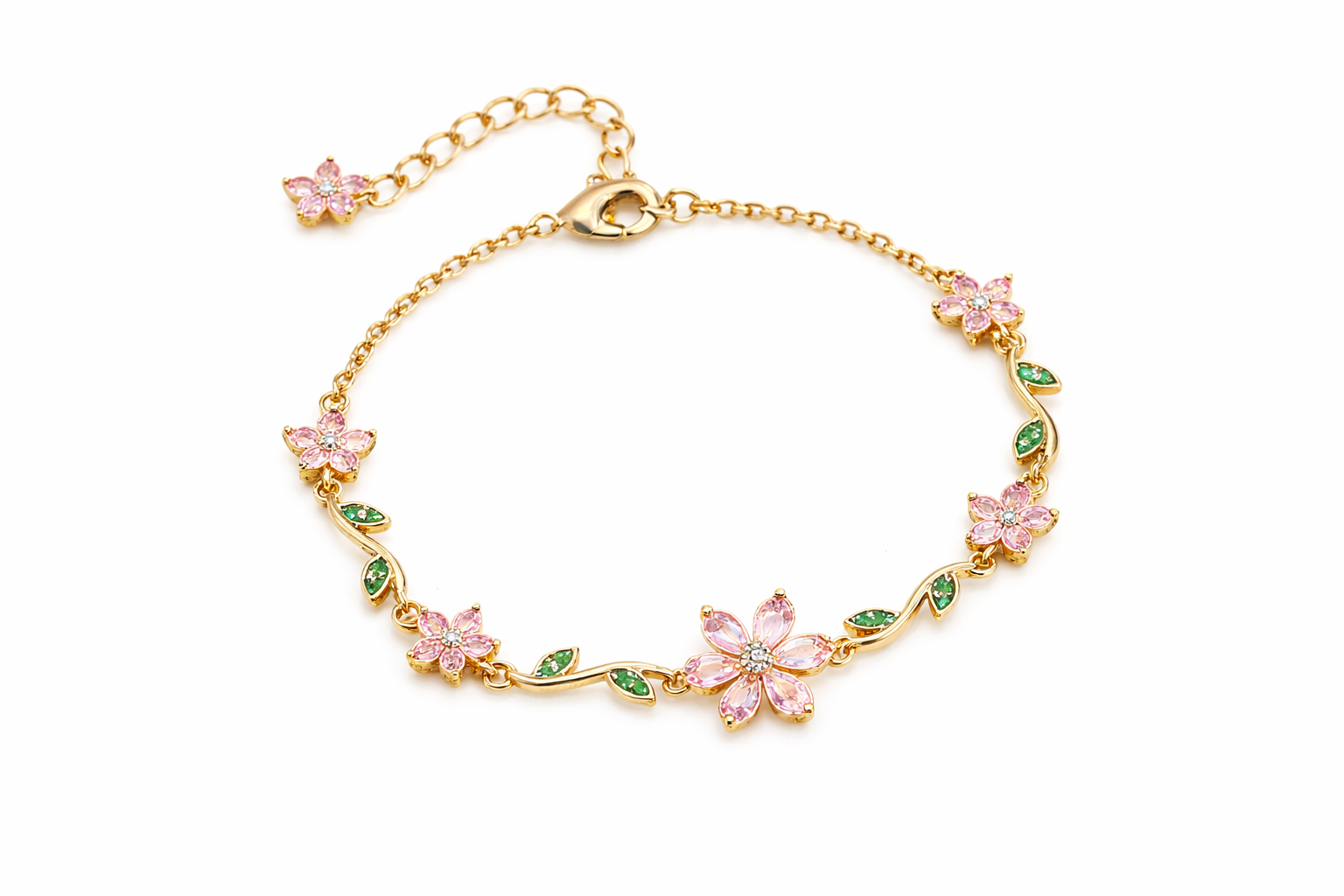 Pulsera Blossom Elegance™ – Diseño Floral con Detalles Brillantes