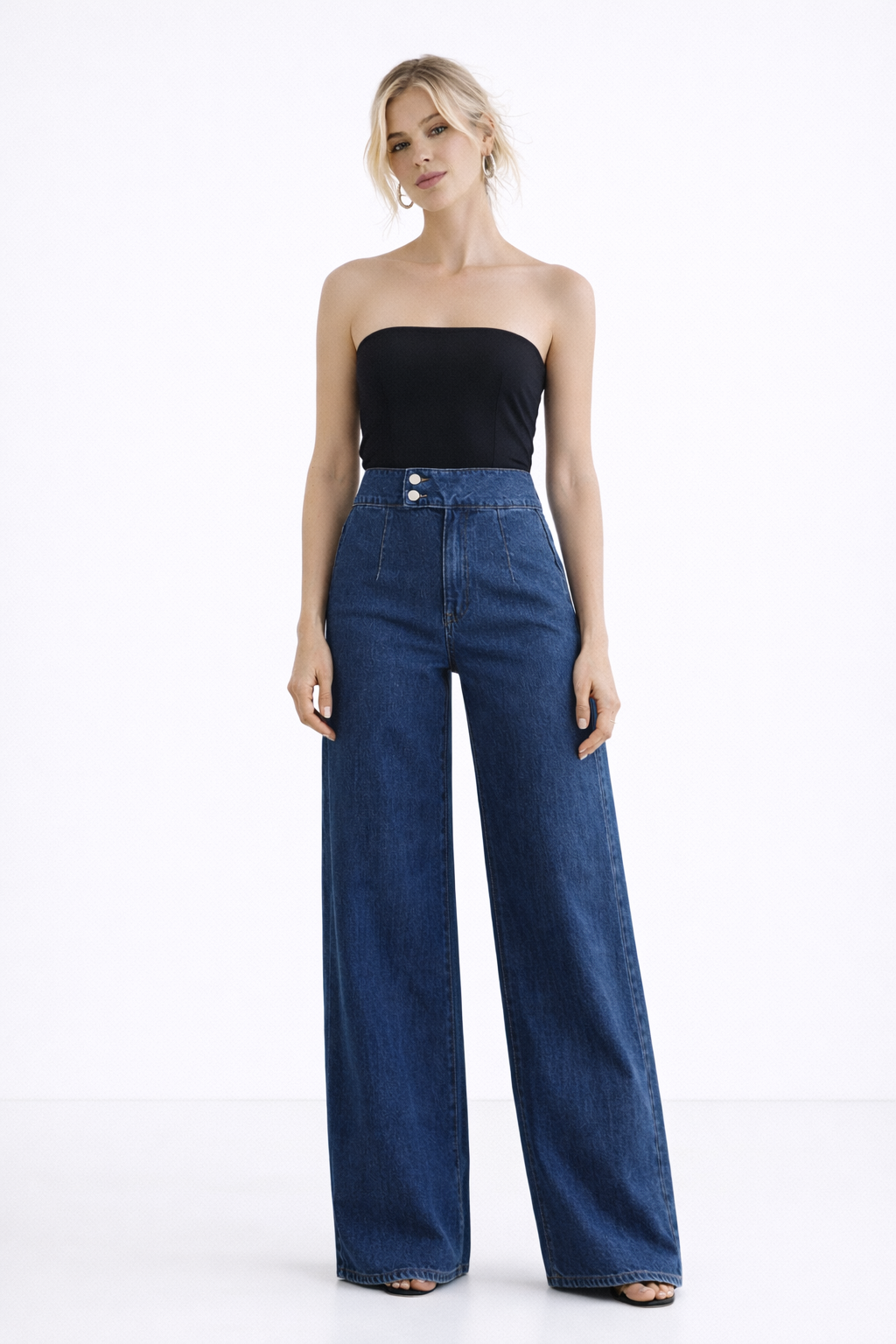 Pantalón Denim Elegance™ – Corte Amplio con Cintura Alta Estilizada