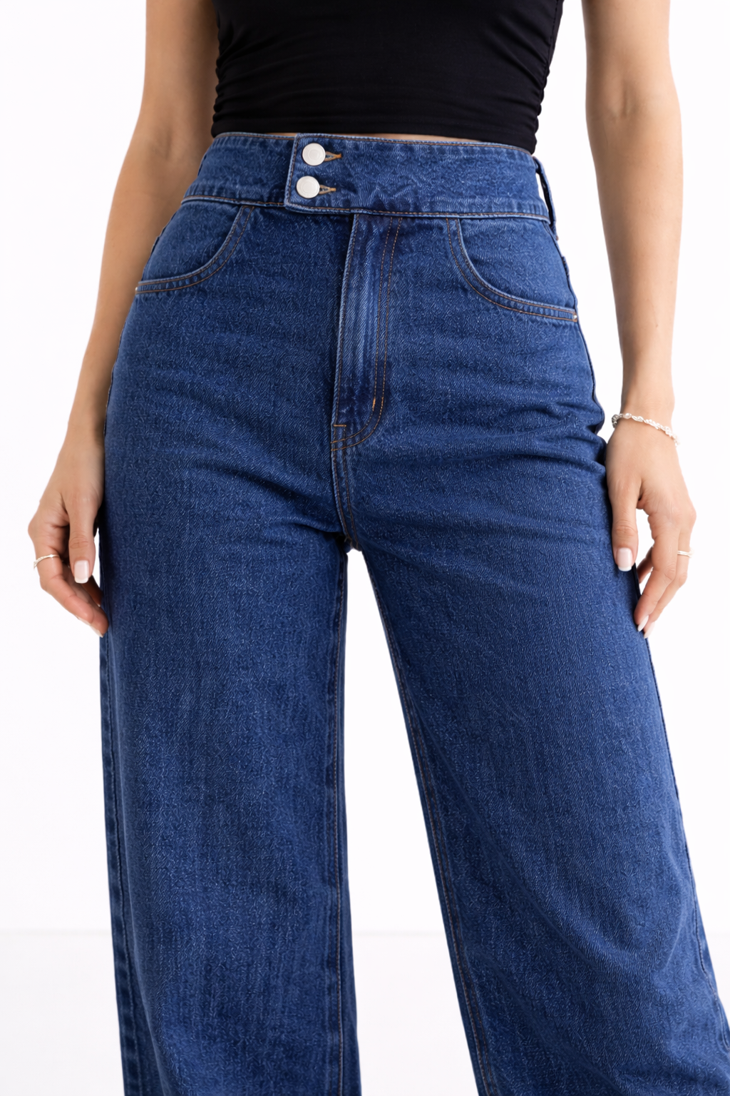 Pantalón Denim Elegance™ – Corte Amplio con Cintura Alta Estilizada
