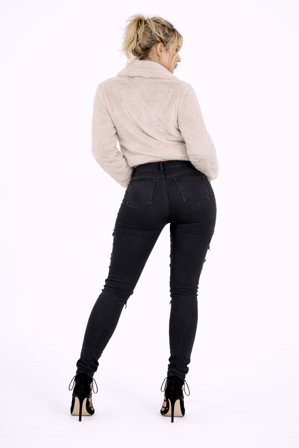 Pantalón Skinny Negro Desgastado™