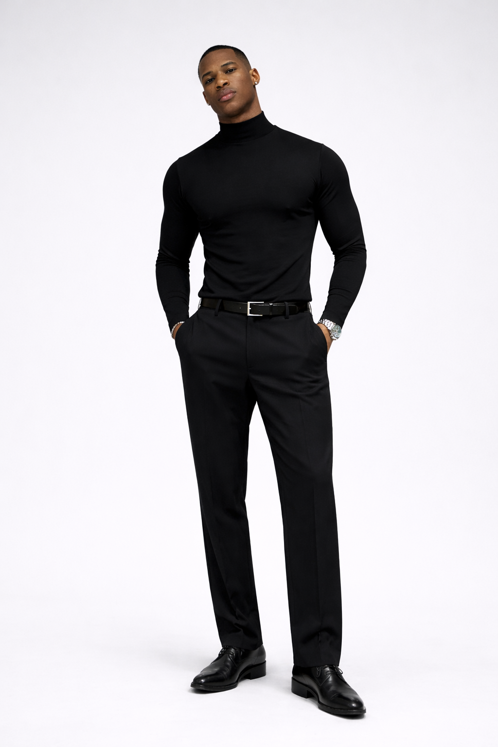 Camiseta de Cuello Alto Ajustada – Estilo Minimalista Premium