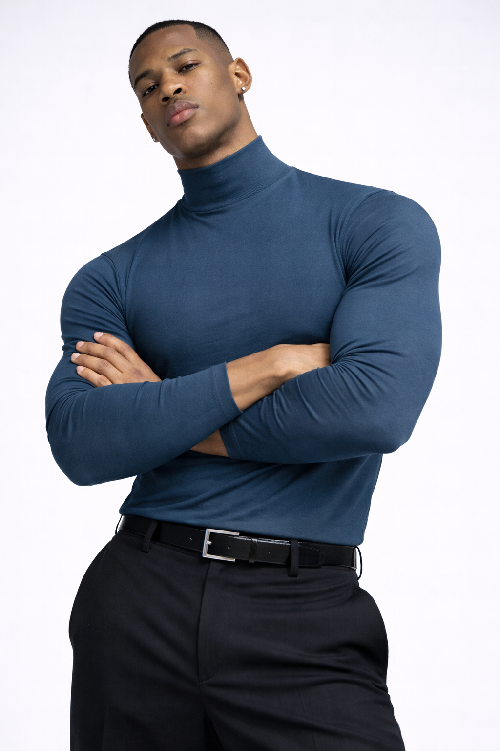 Camiseta de Cuello Alto Ajustada – Estilo Minimalista Premium