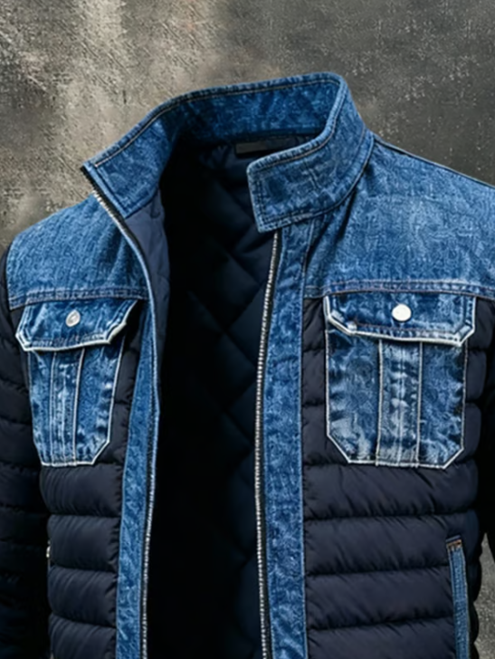 Chaqueta Casual Híbrida Denim & Puffer Premium para Hombre