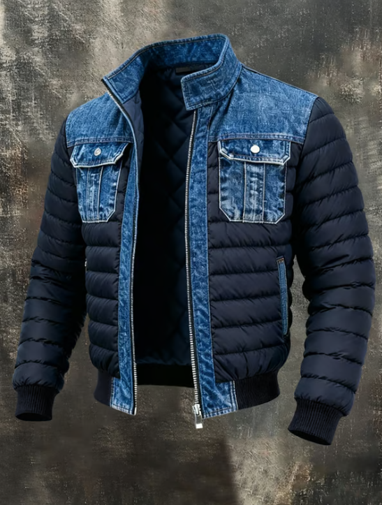 Chaqueta Casual Híbrida Denim & Puffer Premium para Hombre