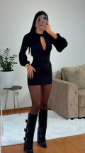 Vestido Noir™ Sculpt - Vestido Mini Elegante de Manga Larga