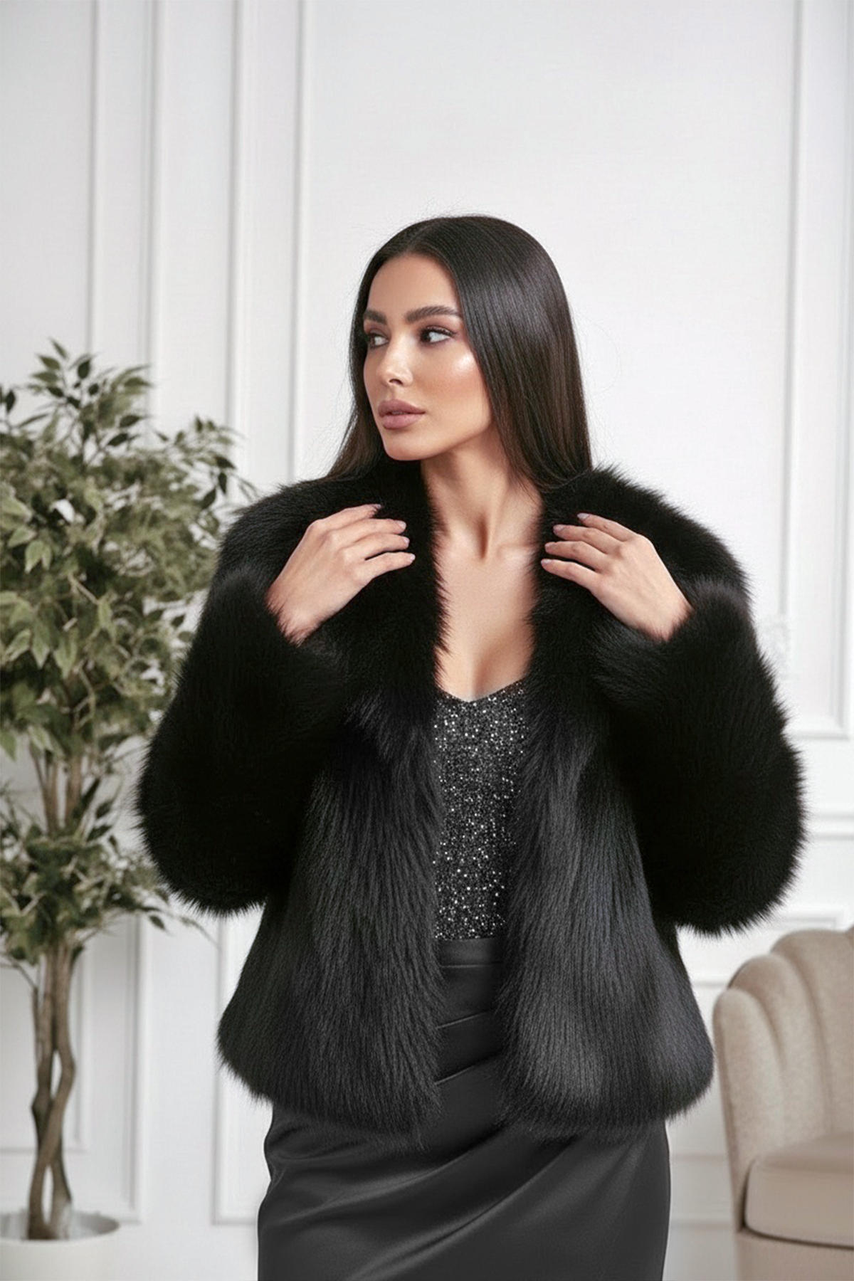 Baddie Luxe™ – Abrigo Corto de Pelo Sintético Premium