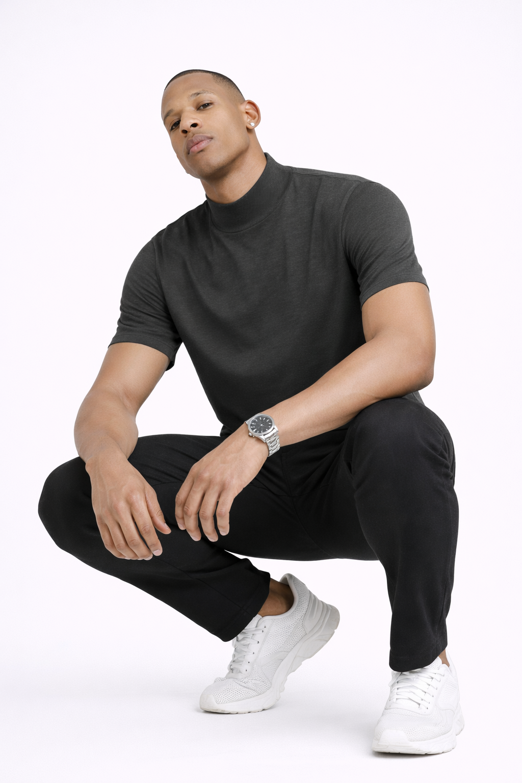 Camiseta Mock Neck Essential Fit™ de Estilo Minimalista Premium
