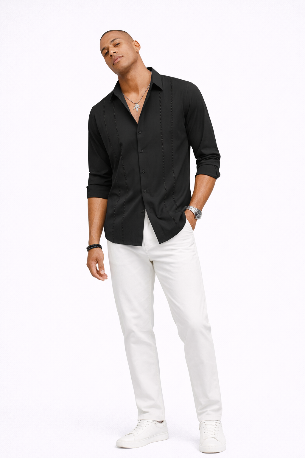 Camisa Premium Textura Vertical EliteStyle™ – Elegancia Casual con Detalles Exclusivos