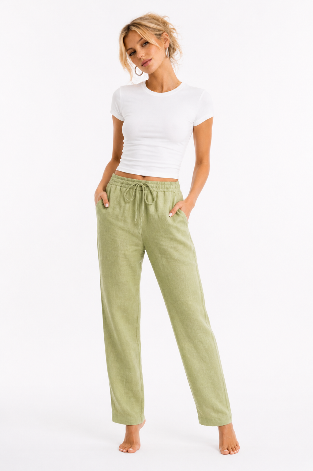 Pantalón Casual de Lino Mujer™ Cintura Elástica y Ajuste Cómodo