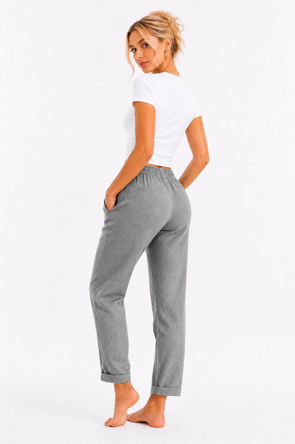 Pantalón Casual de Lino Mujer™ Cintura Elástica y Ajuste Cómodo