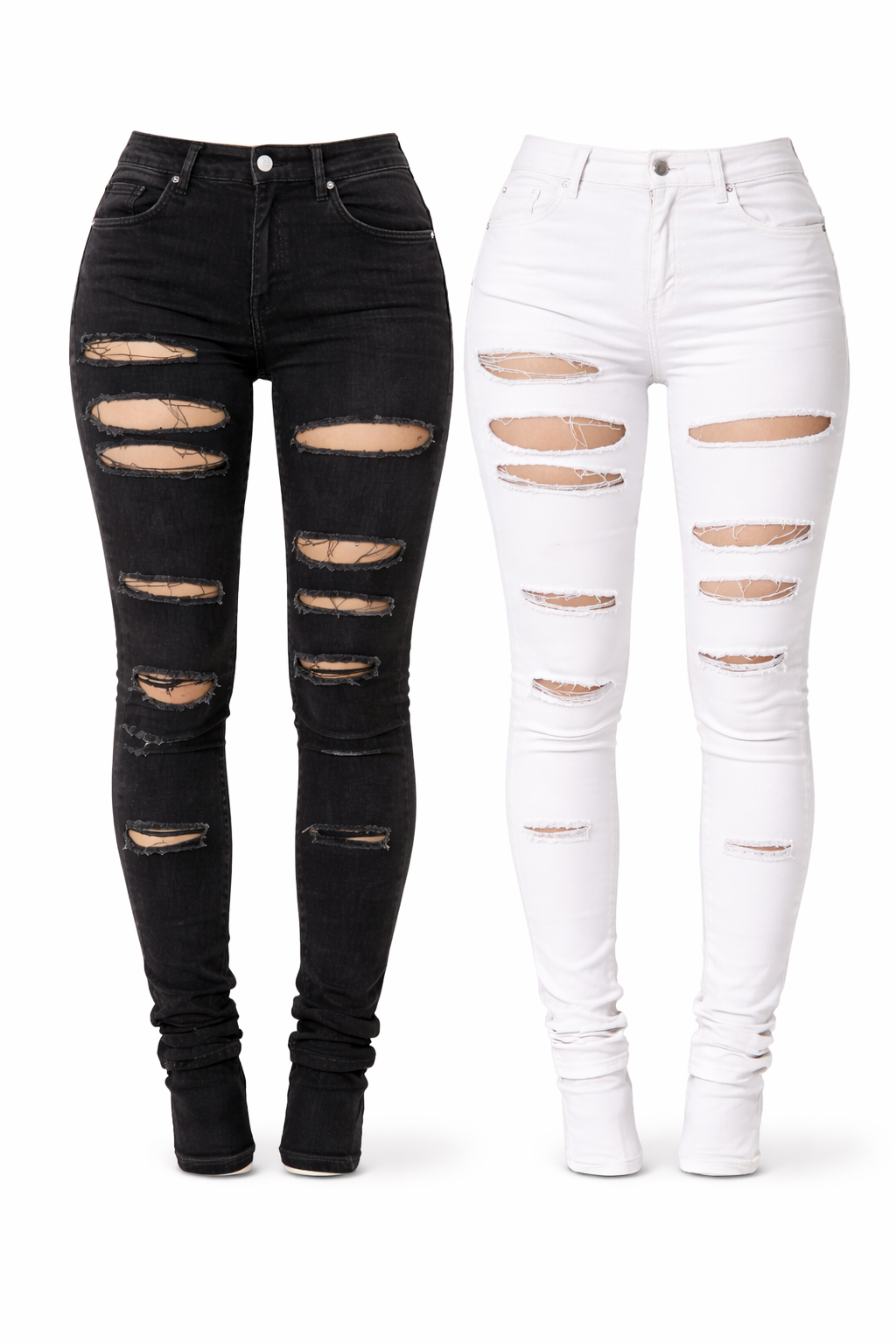 Pantalón Skinny Negro Desgastado™