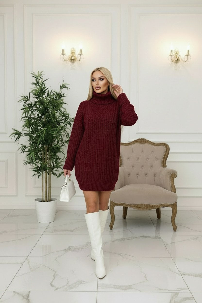 Lumière Cozy™ – Vestido Suéter de Punto Moderno